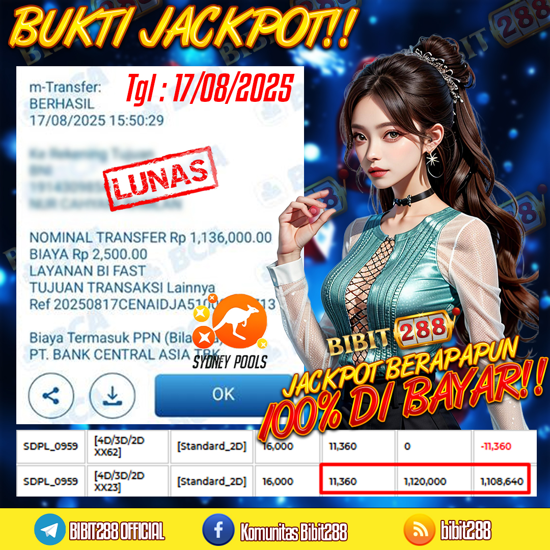 BUKTI JACKPOT LUNAS TOGEL 4D LOTTO SYDNEY POOLS ID : s****99