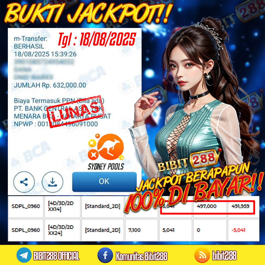 BUKTI JACKPOT LUNAS TOGEL 4D LOTTO SYDNEY POOLS ID : c****t